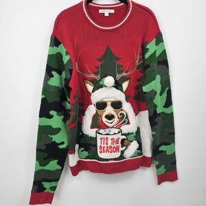 Celebrate Together‎ Red Christmas Sweater Dog Holiday Knit Size L